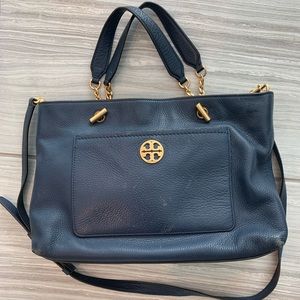 Tory Burch navy blue crossbody leather bag